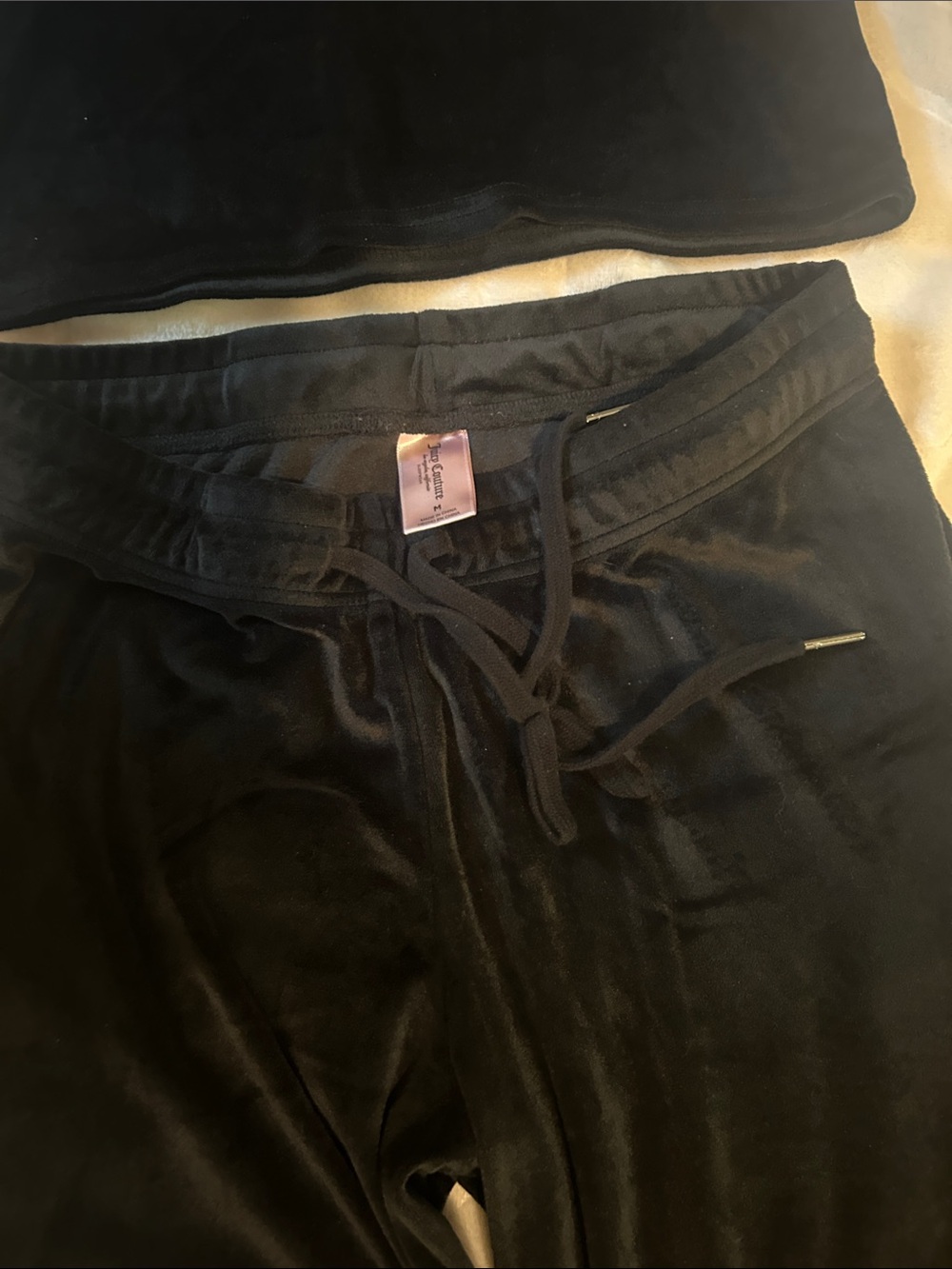 Juicy Couture Black Velour Logo Pajama Set with Rhinestone Detailing - Picture 5 of 5